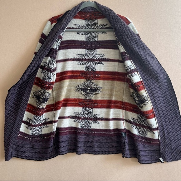 BCBG Women's Open Front Knit Cardigan Lagenlook Aztec Southwestern M - Picture 2 of 13